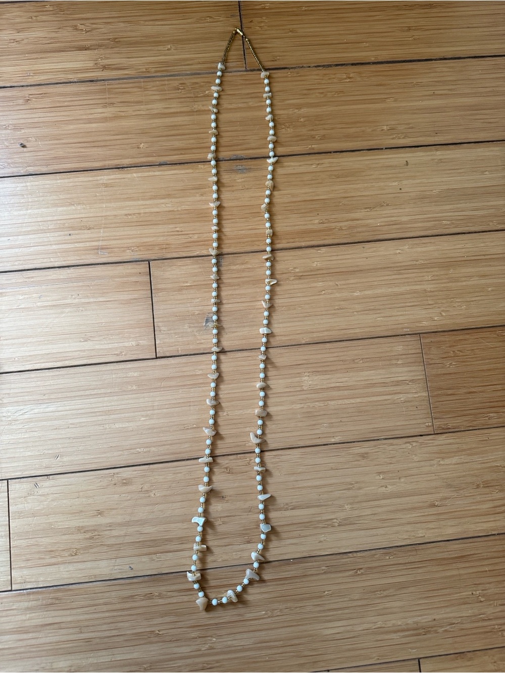 Cream Beaded Long chunky Necklace